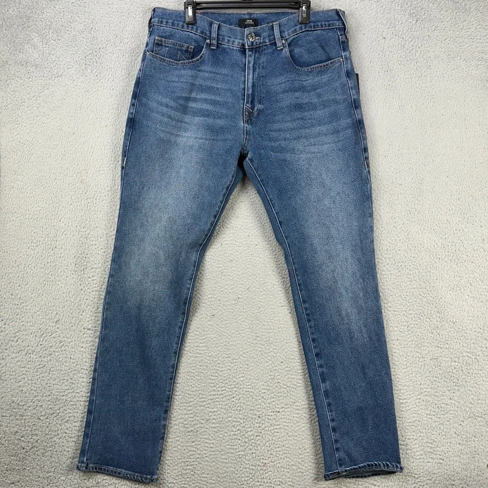 True Religion Mens Geno Relaxed Slim Fit Jeans 36 Blue Distressed Stretch NEW